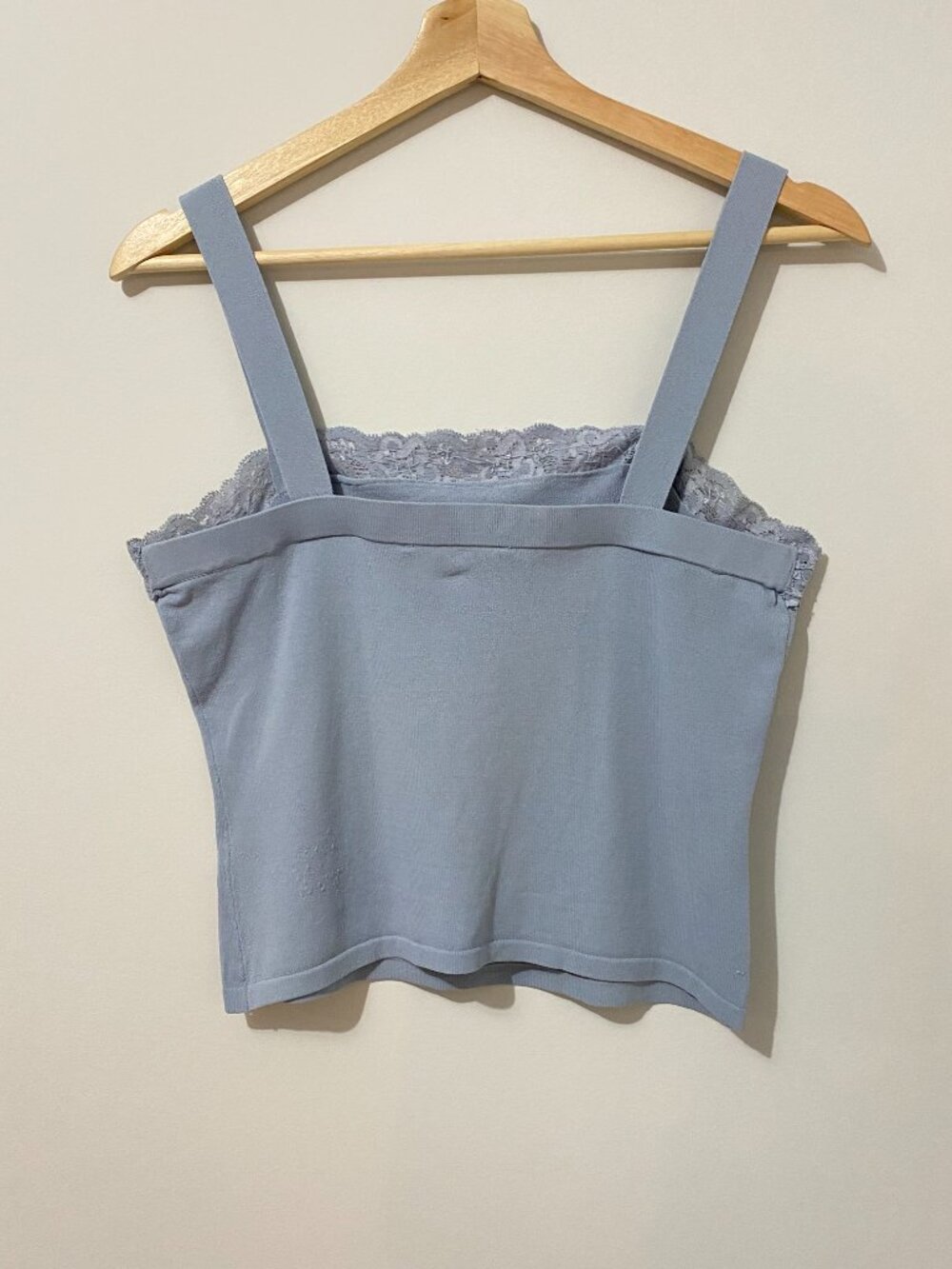 Vintage Beaded Lace Blue Camisole Tank Top Stretch Knit Coquette Feminine Y2K - Picture 7 of 8